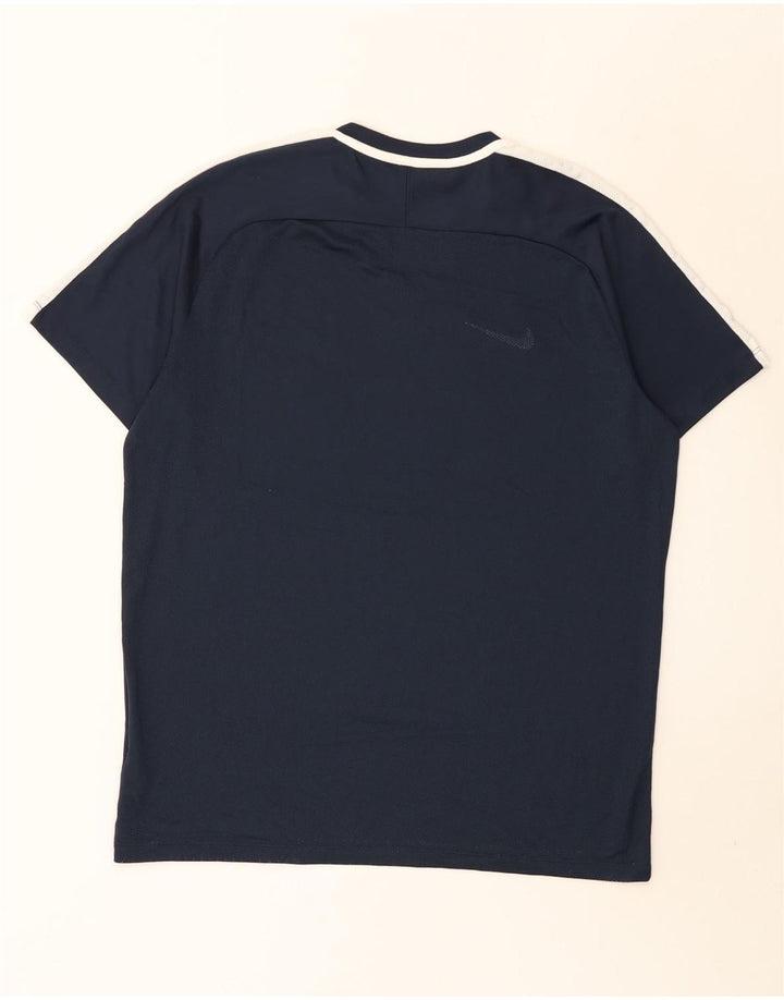 Nike Mens Dri Fit T-Shirt Top XL Navy Blue Colourblock Polyester