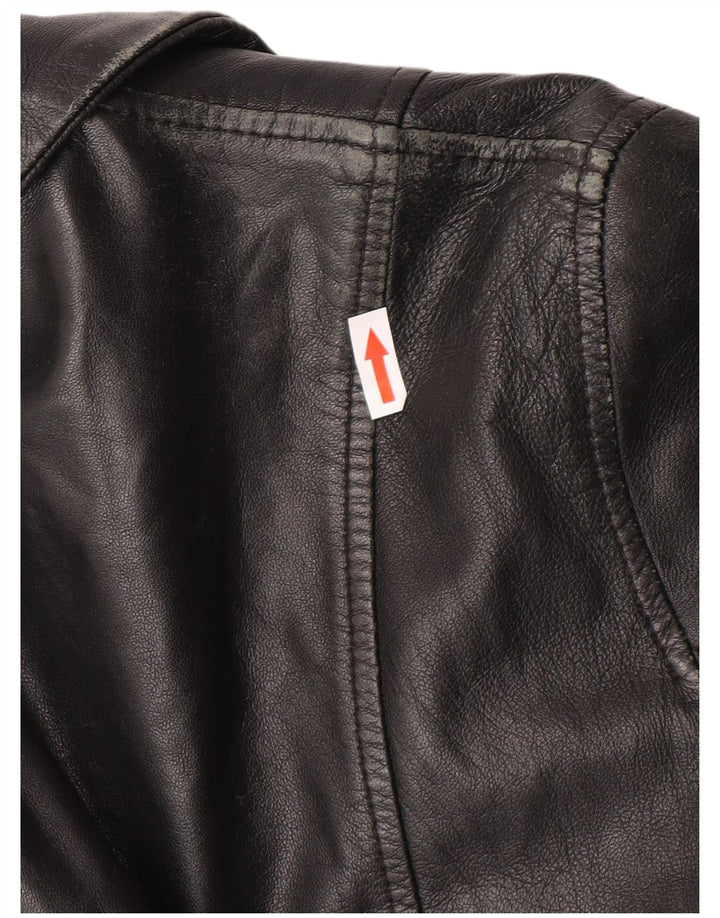 Vintage Womens Leather Coat UK 12 Medium Black