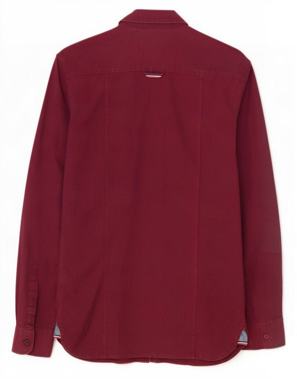 Tommy Hilfiger Mens Slim Fit Shirt Small Burgundy Cotton