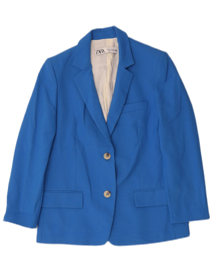 Zara Womens 2 Button Oversized Blazer Jacket UK 6 XS Blue