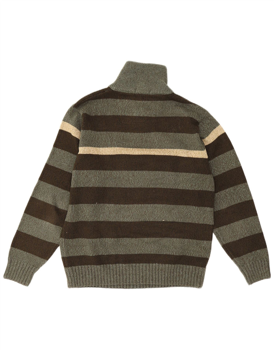 Jeep Mens Zip Neck Jumper Sweater Large Green Striped