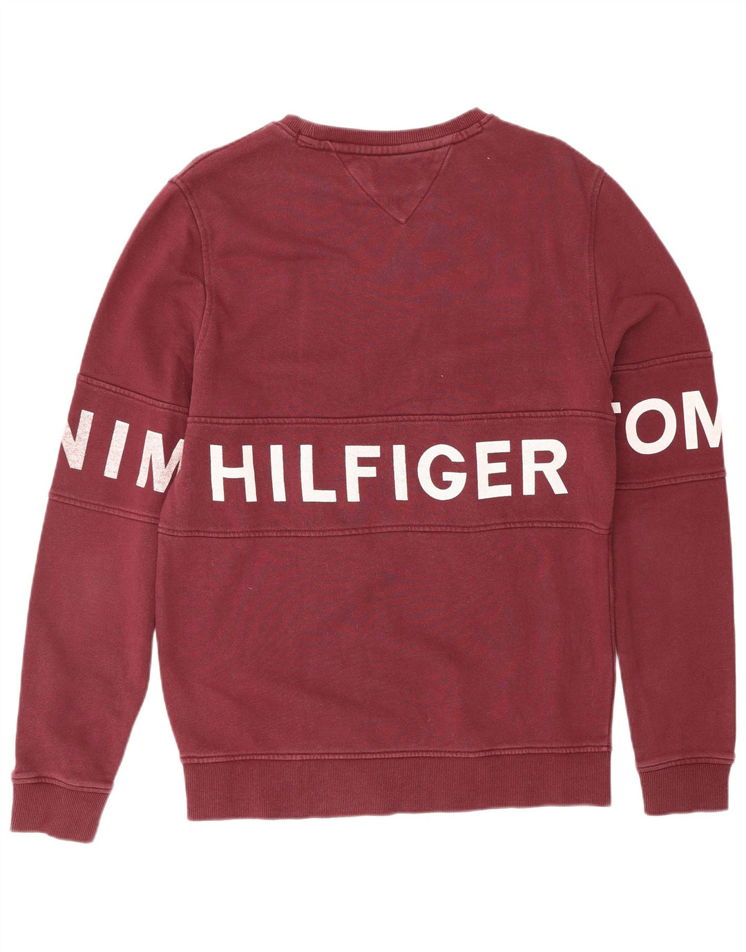 TOMMY HILFIGER Mens Graphic Sweatshirt Jumper Medium Burgundy Cotton