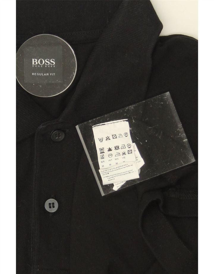 HUGO BOSS Mens Regular Fit Polo Shirt Medium Black Cotton Vintage Hugo Boss and Second-Hand Hugo Boss from Messina Hembry 