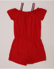 TOMMY HILFIGER Girls Playsuit 7-8 Years Medium Red Cotton