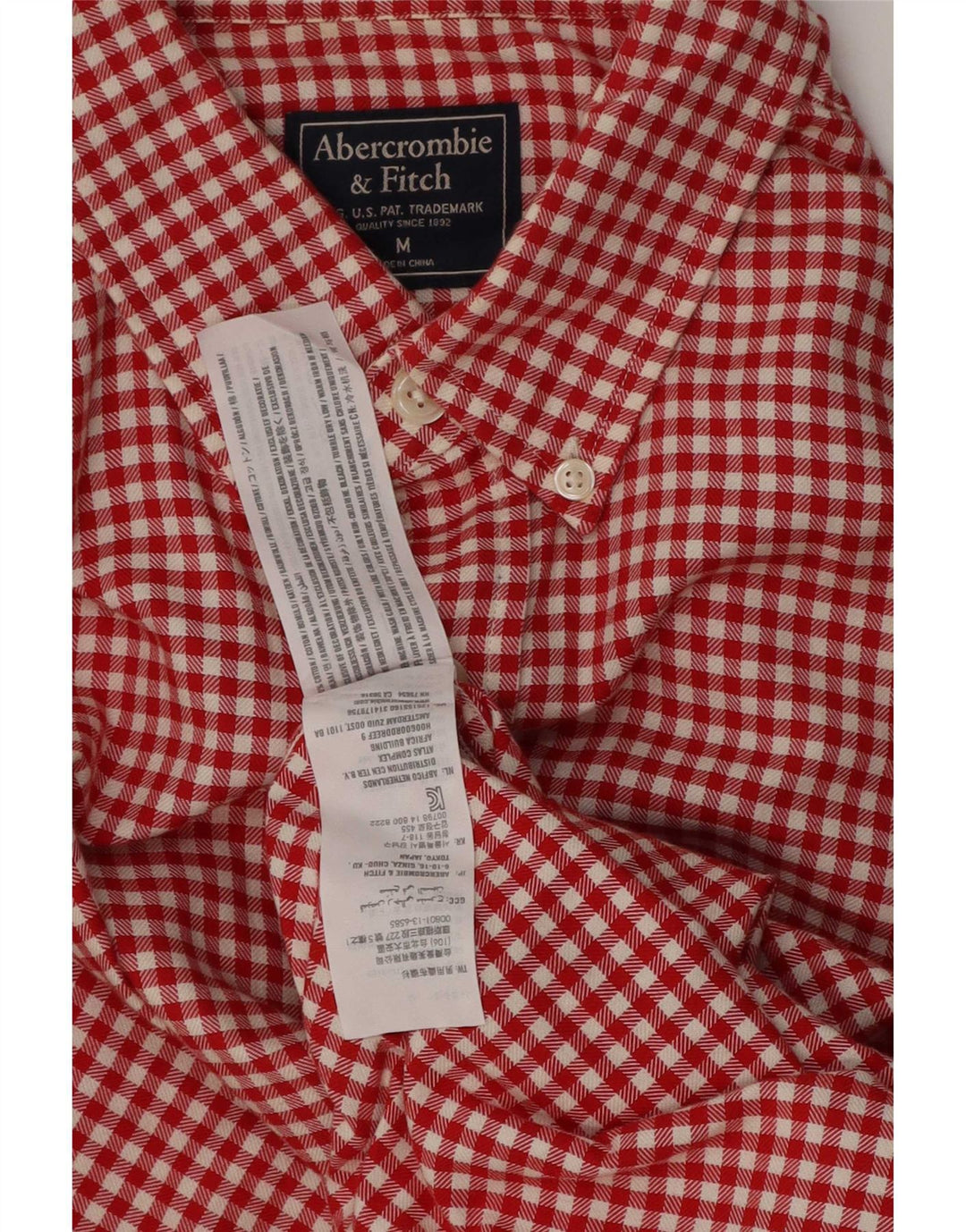 Abercrombie & Fitch Mens Shirt Medium Red Gingham Cotton
