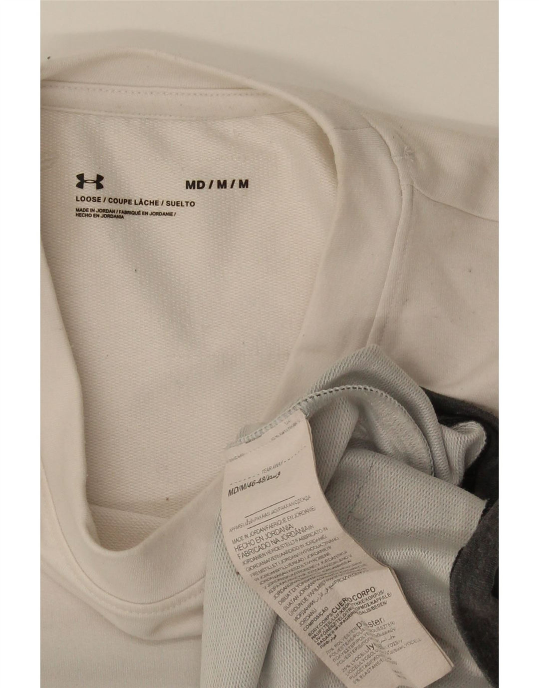 Under Armour Mens Top Long Sleeve Medium Off White Colourblock Polyester