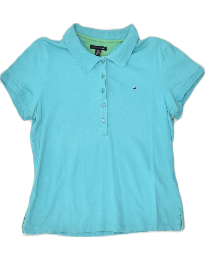 TOMMY HILFIGER Womens Polo Shirt UK 10 Small Blue Cotton | Vintage Tommy Hilfiger | Thrift | Second-Hand Tommy Hilfiger | Used Clothing | Messina Hembry 