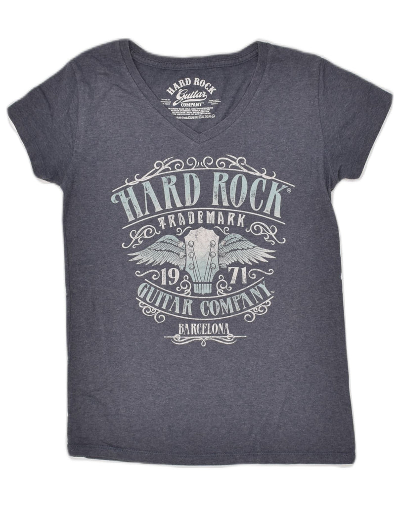 HARD ROCK Womens Barcelona T-Shirt Top UK 10 Small Grey Cotton | Vintage Hard Rock | Thrift | Second-Hand Hard Rock | Used Clothing | Messina Hembry 