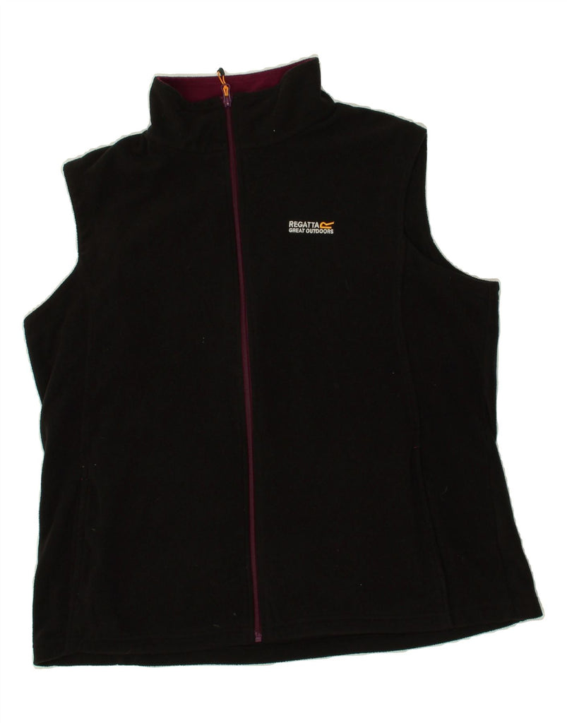 REGATTA Womens Fleece Gilet UK 20 2XL Black Polyester | Vintage Regatta | Thrift | Second-Hand Regatta | Used Clothing | Messina Hembry 