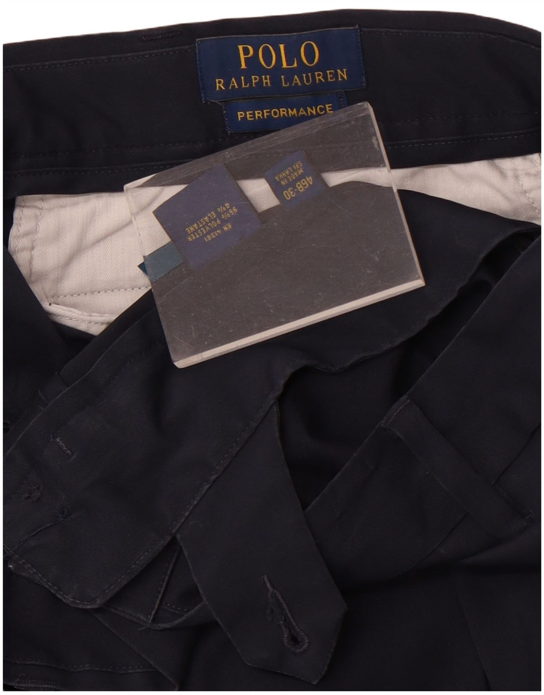 Polo Ralph Lauren Mens Chino Trousers W46 L30 Navy Blue Polyester