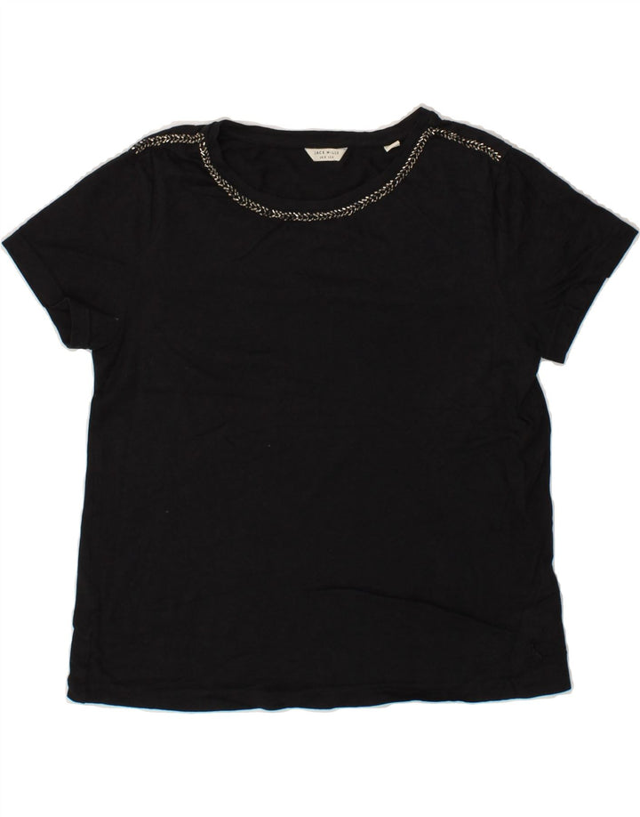JACK WILLS Womens T-Shirt Top UK 8 Small Black Modal Vintage Jack Wills and Second-Hand Jack Wills from Messina Hembry 