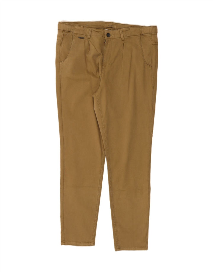 GUESS Mens Slim Casual Trousers W34 L29 Khaki Cotton Vintage Guess and Second-Hand Guess from Messina Hembry 