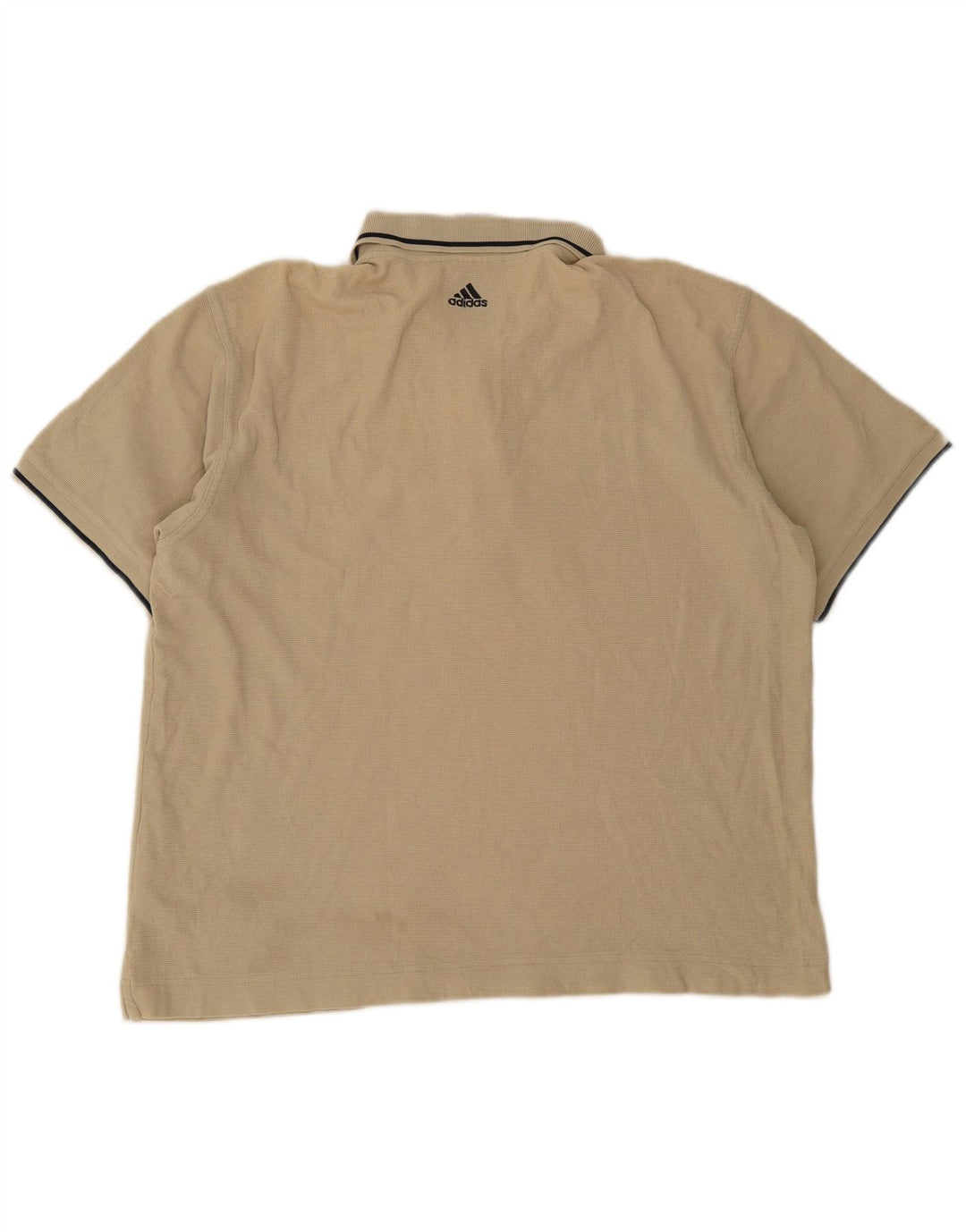 Adidas Mens Polo Shirt Large Beige Striped Cotton