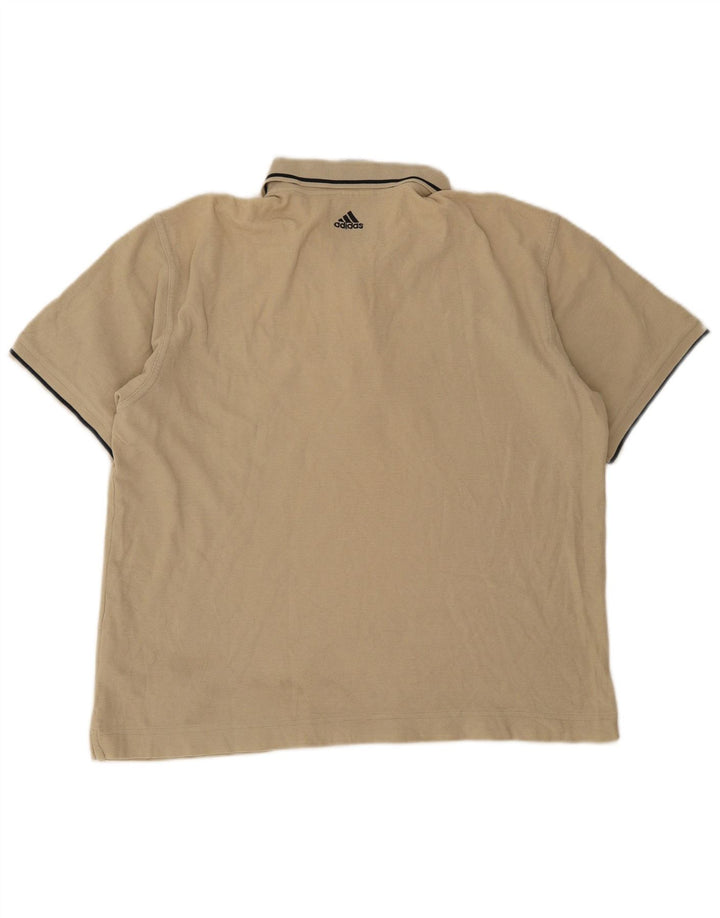 Adidas Mens Polo Shirt Large Beige Striped Cotton