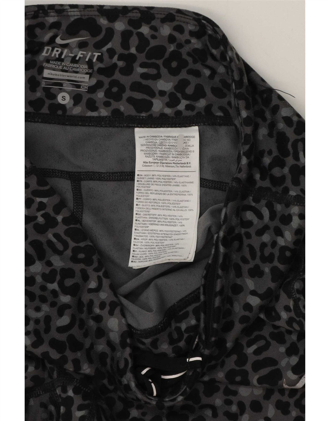 Nike Womens Dri Fit Leggings UK 8 Small Grey Animal Print Polyester