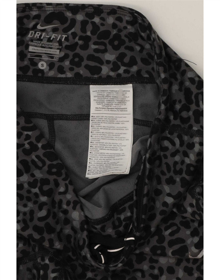 Nike Womens Dri Fit Leggings UK 8 Small Grey Animal Print Polyester