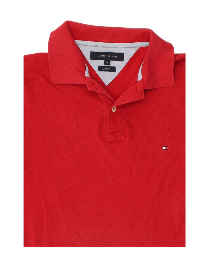 TOMMY HILFIGER Mens Slim Fit Polo Shirt Medium Red Cotton | Vintage Tommy Hilfiger | Thrift | Second-Hand Tommy Hilfiger | Used Clothing | Messina Hembry 