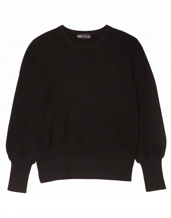 Marks & Spencer Womens Boat Neck Jumper Sweater UK 16 Large Black Viscose
