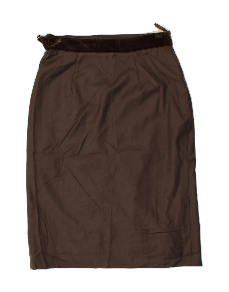 L.PUCCI Womens High Waist Pencil Skirt W30 Medium Brown Virgin Wool Vintage L.Pucci and Second-Hand L.Pucci from Messina Hembry 