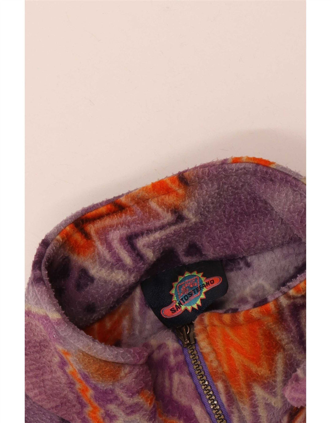 Santostefano Womens Oversized Fleece Jacket UK 16 Large Purple Geometric
