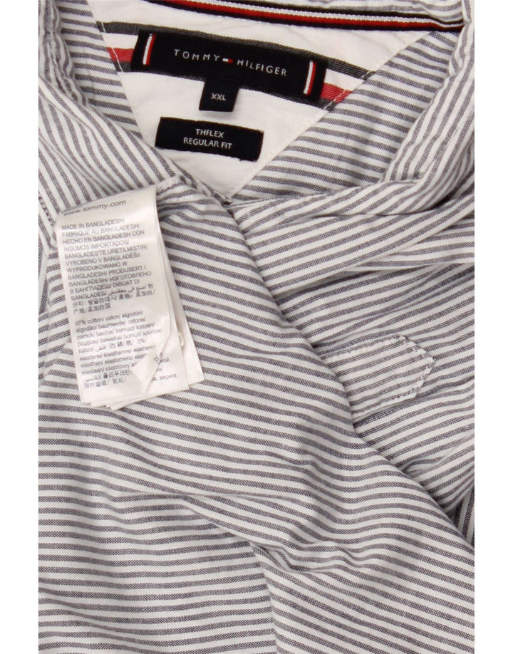 TOMMY HILFIGER Mens Regular Fit Shirt 2XL Grey Pinstripe Cotton