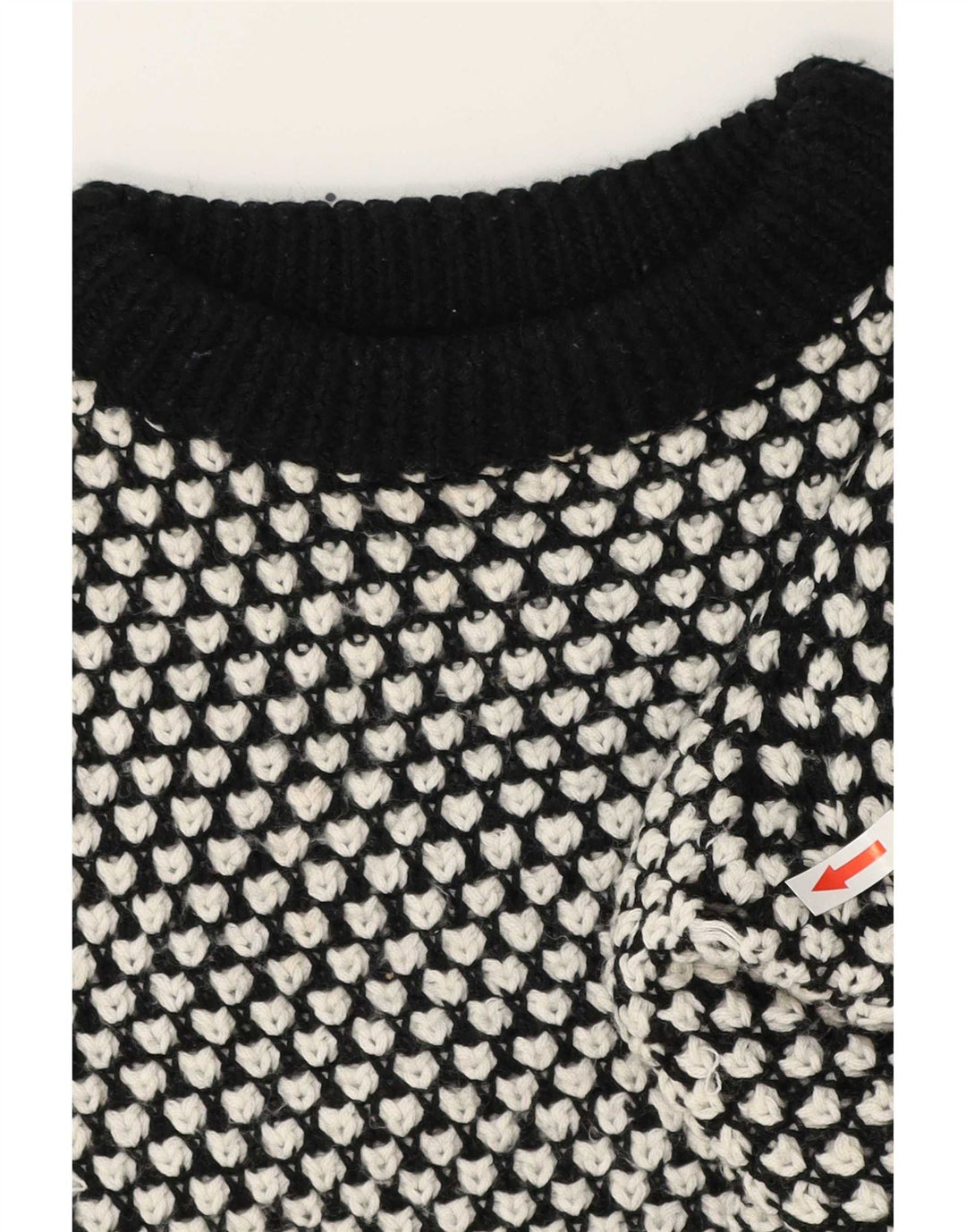 Zara Womens Abstract Pattern Crew Neck Jumper Sweater UK 14 Medium Black