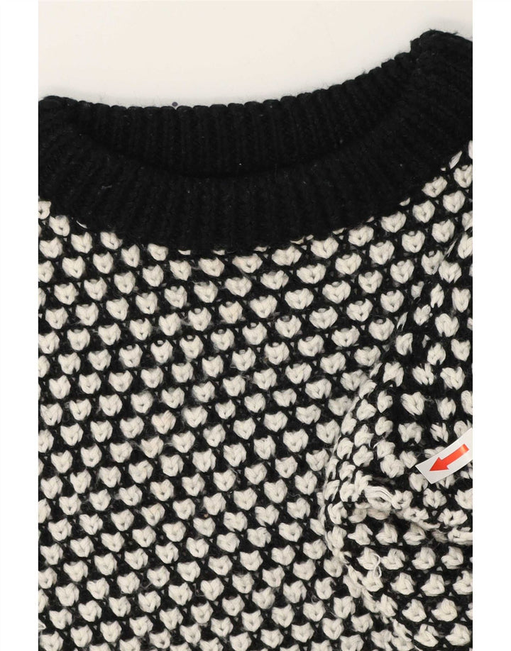 Zara Womens Abstract Pattern Crew Neck Jumper Sweater UK 14 Medium Black