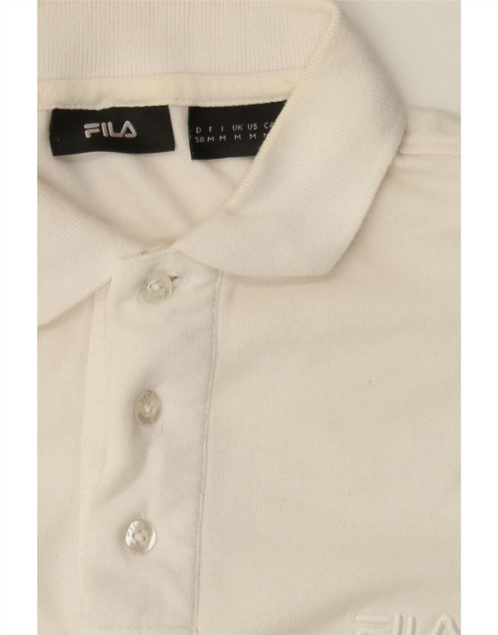 FILA Mens Polo Shirt Medium Off White Cotton Vintage Fila and Second-Hand Fila from Messina Hembry 