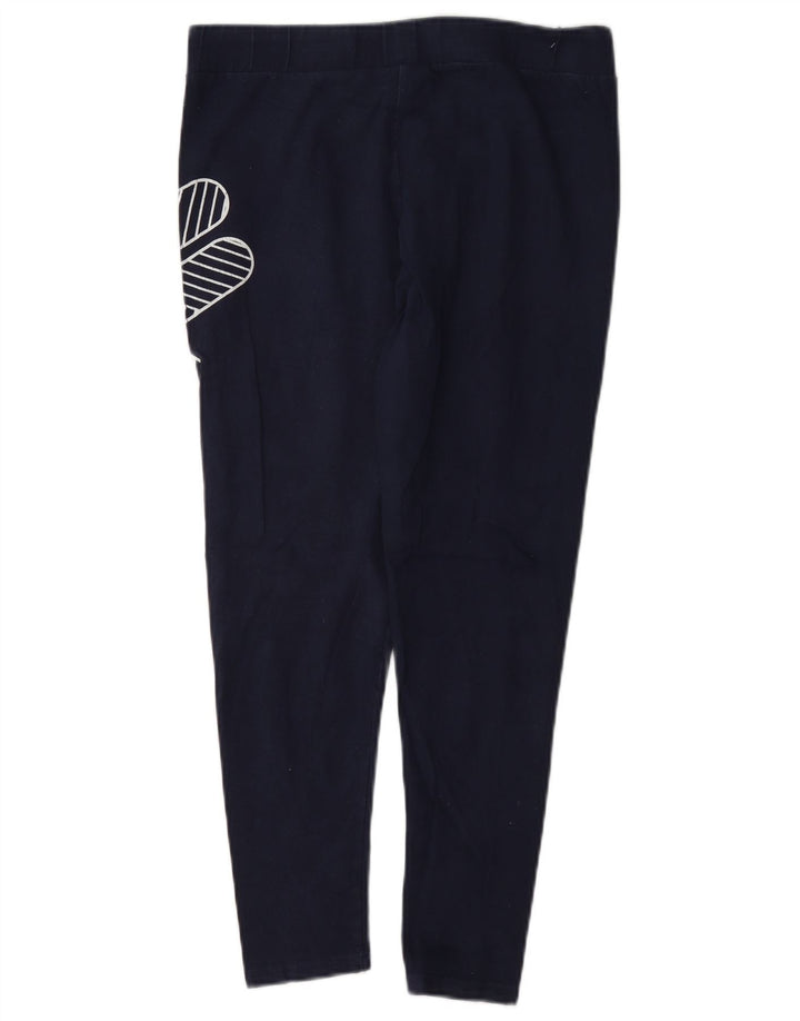 Fila Womens Graphic Leggings UK 12 Medium Navy Blue Cotton