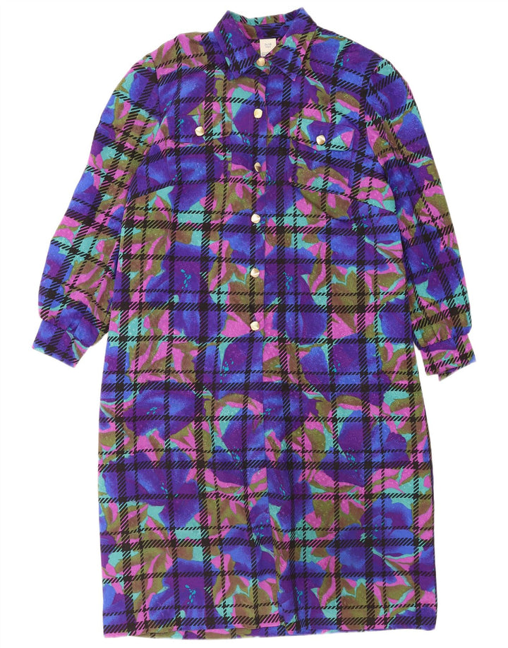 Vintage Womens Abstract Pattern Pullover Shirt Dress IT 52 2XL Blue