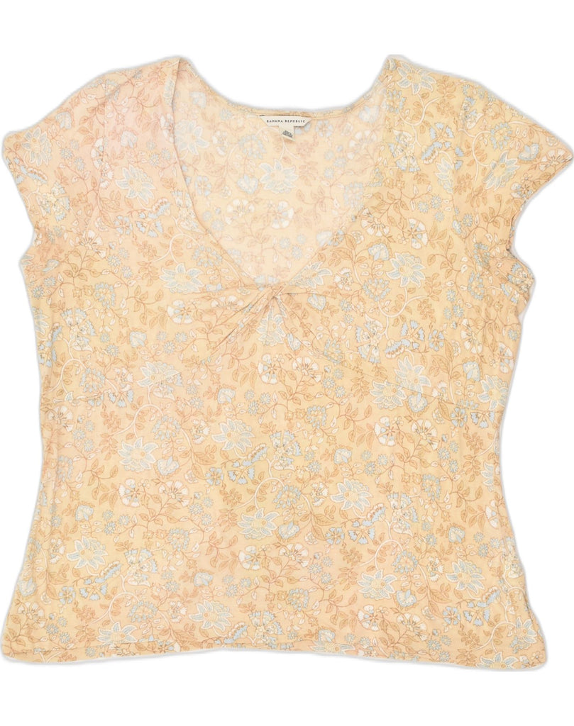 BANANA REPUBLIC Womens Vest Top UK 18 XL Beige Floral Modal | Vintage Banana Republic | Thrift | Second-Hand Banana Republic | Used Clothing | Messina Hembry 