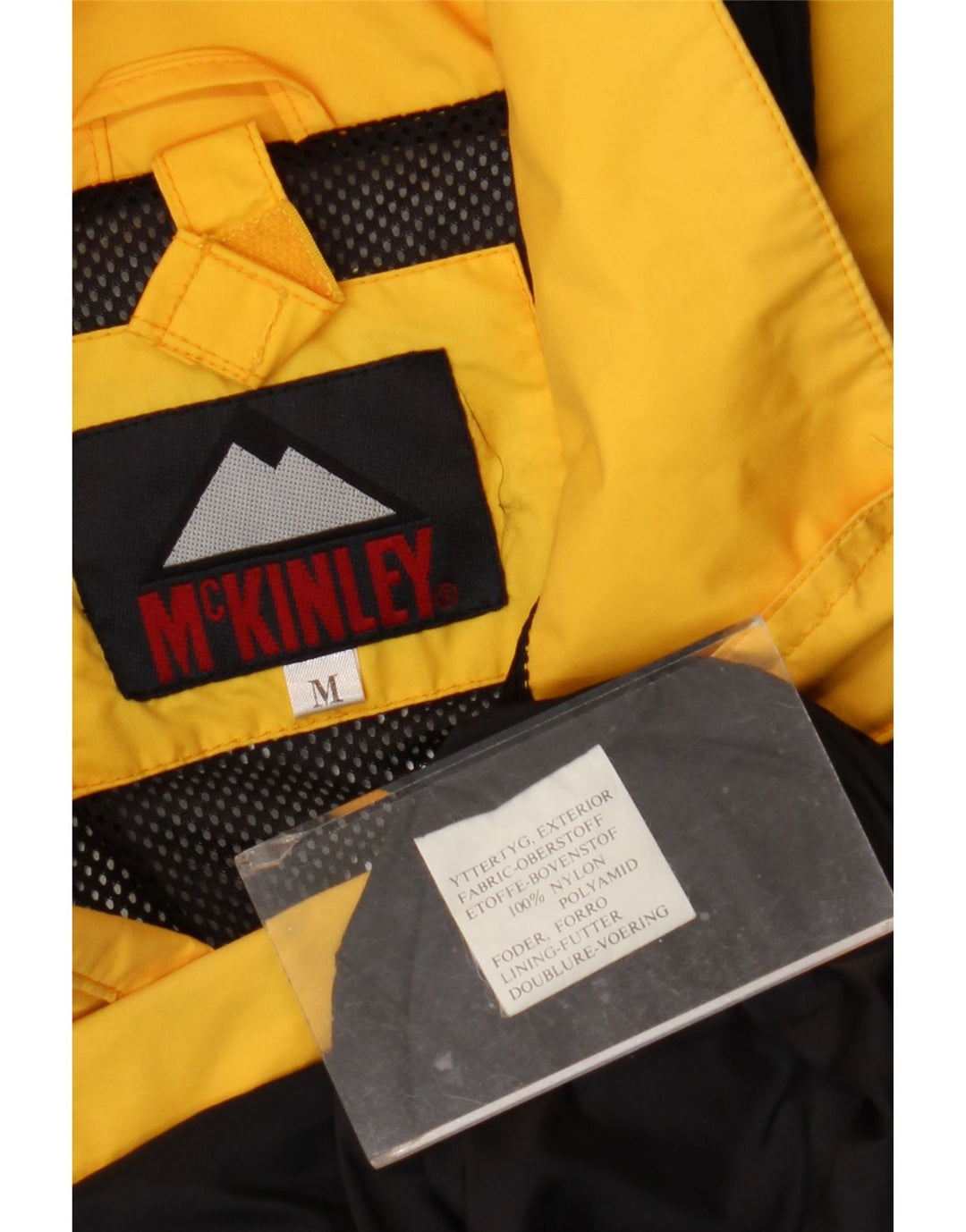MC Kinley Mens Hooded Rain Jacket UK 38 Medium Yellow Colourblock Nylon