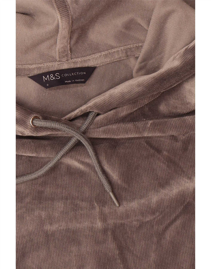 Marks & Spencer Womens Velour Oversized Hoodie Jumper UK 8 Small Grey