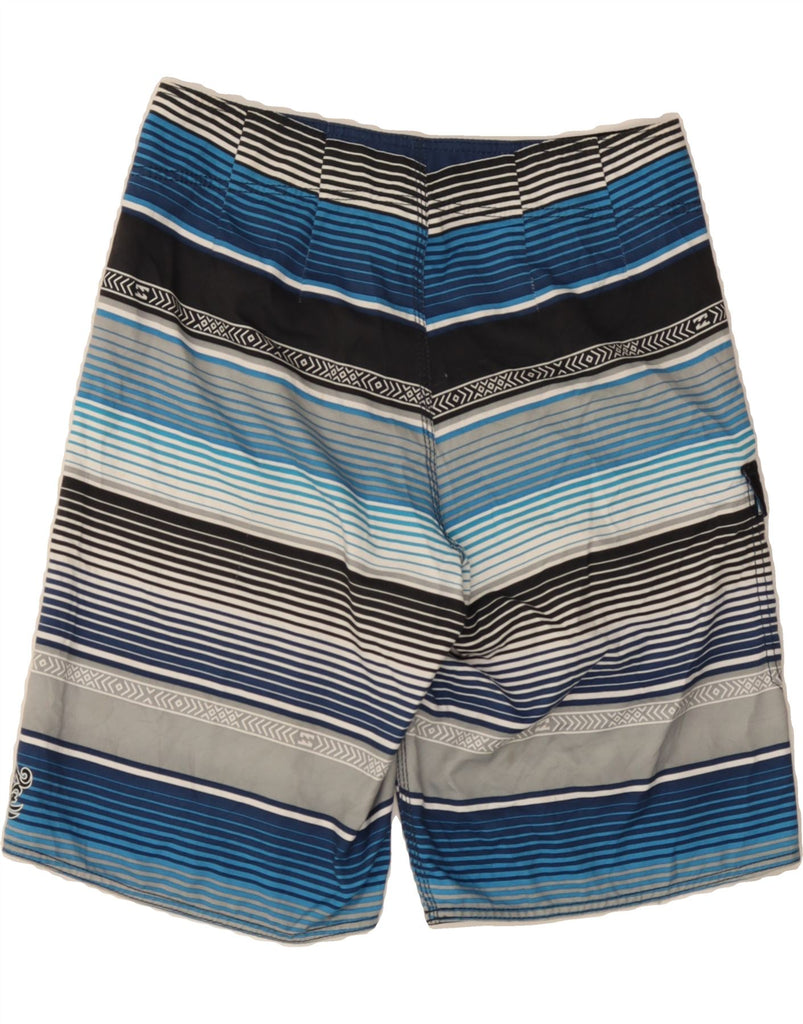 BILLABONG Mens Graphic Swimming Shorts Medium  Blue Striped Polyester Vintage Billabong and Second-Hand Billabong from Messina Hembry 
