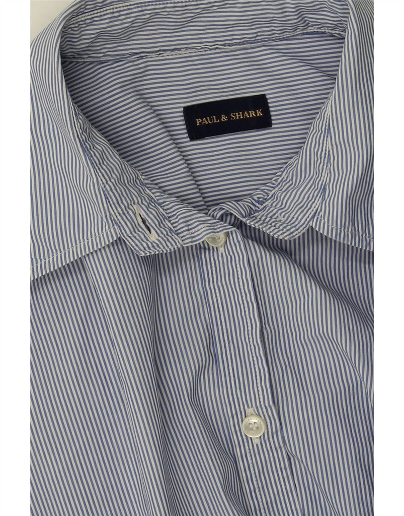 PAUL & SHARK Womens Shirt US 8 Medium Blue Pinstripe Cotton Vintage Paul & Shark and Second-Hand Paul & Shark from Messina Hembry 