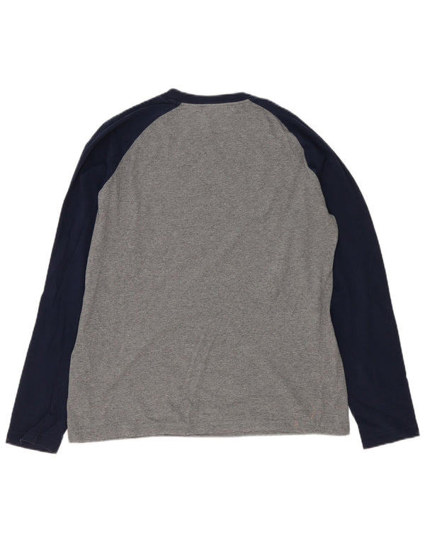 Fila Mens Graphic Top Long Sleeve Small Grey Colourblock Cotton