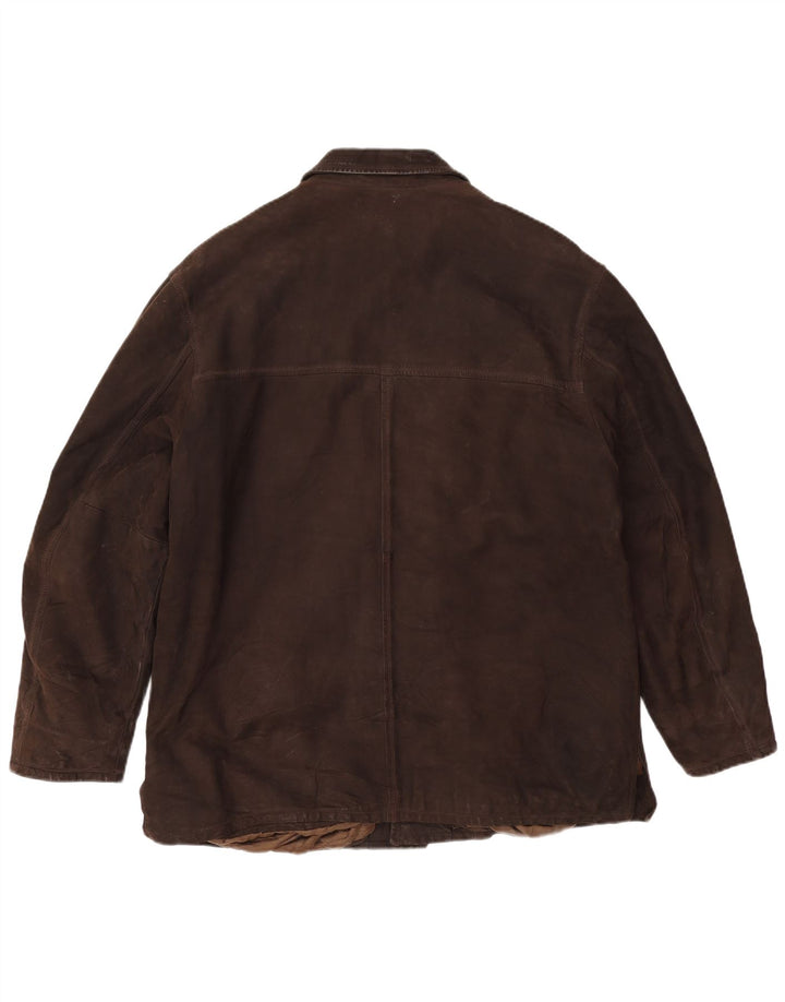 Vintage Mens Leather Jacket IT 54 2XL Brown Leather
