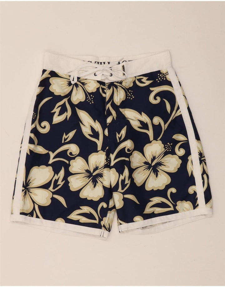 Sundek Mens Swimming Shorts Small  Navy Blue Floral Polyester