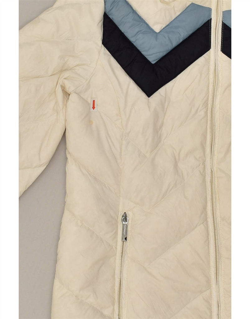 MICHAEL KORS Womens Hooded Padded Jacket UK 14 Medium White Colourblock Vintage Michael Kors and Second-Hand Michael Kors from Messina Hembry 