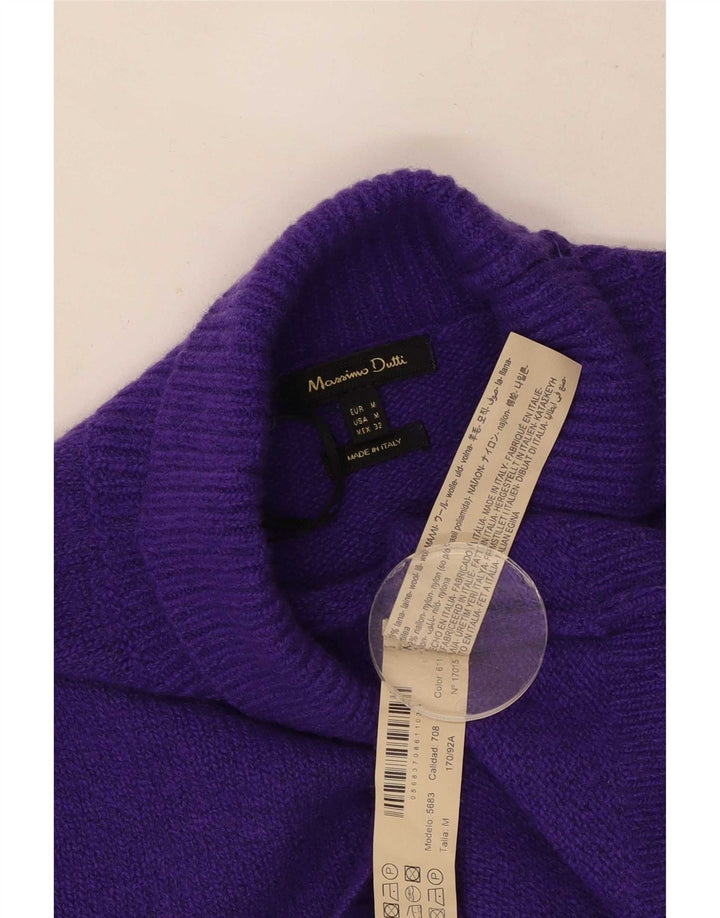 Massimo Dutti Womens Roll Neck Jumper Sweater UK 14 Medium Purple Wool