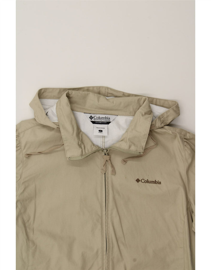 COLUMBIA Womens Hooded Bomber Jacket UK 16 Large Beige Cotton Vintage Columbia and Second-Hand Columbia from Messina Hembry 