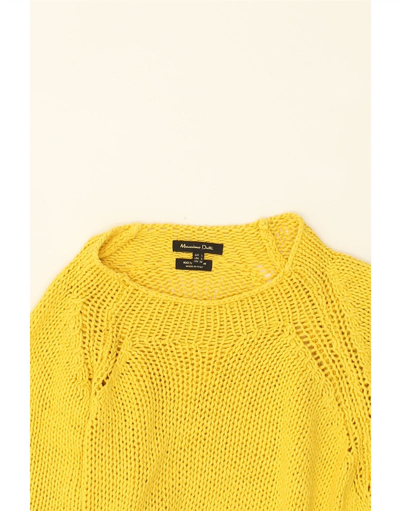 MASSIMO DUTTI Womens Crew Neck Jumper Sweater UK 16 Large Yellow Cotton | Vintage Massimo Dutti | Thrift | Second-Hand Massimo Dutti | Used Clothing | Messina Hembry 