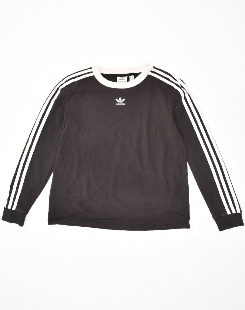 ADIDAS Womens Top Long Sleeve UK 10 Small Black Cotton | Vintage Adidas | Thrift | Second-Hand Adidas | Used Clothing | Messina Hembry 