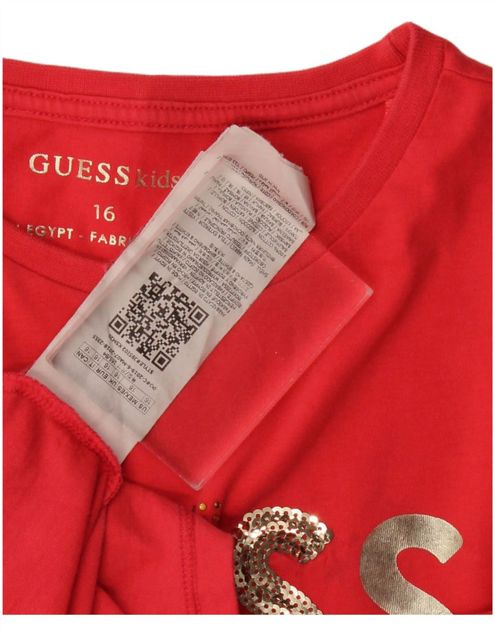 GUESS Girls Graphic T-Shirt Top 15-16 Years Red Cotton