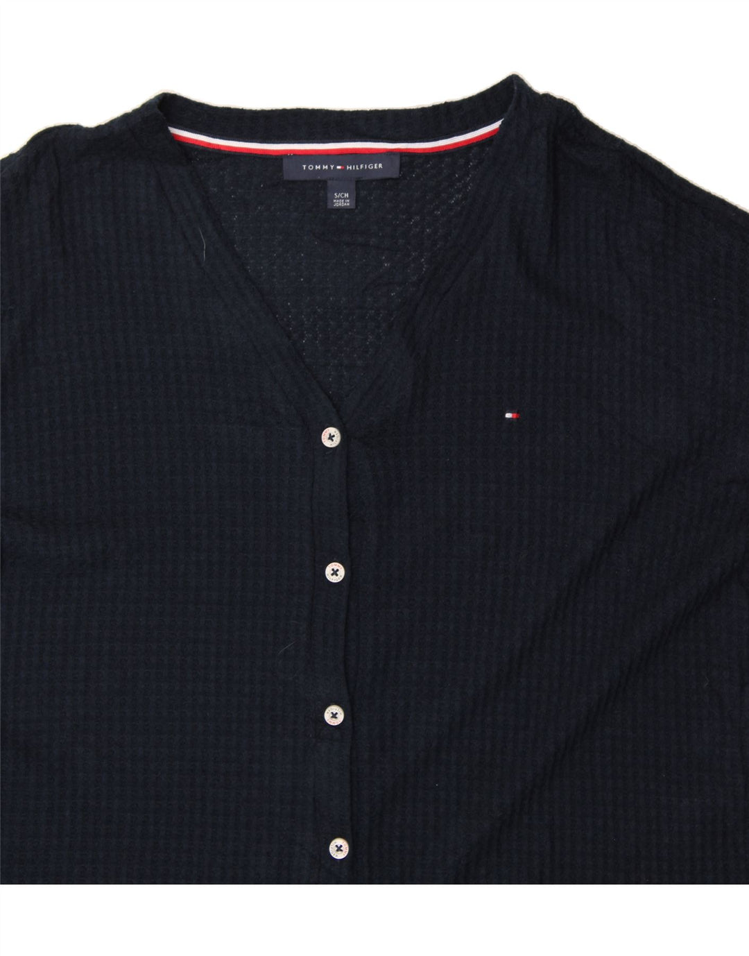 TOMMY HILFIGER Womens Oversized Cardigan Sweater UK 10 Small Navy Blue Vintage Tommy Hilfiger and Second-Hand Tommy Hilfiger from Messina Hembry 