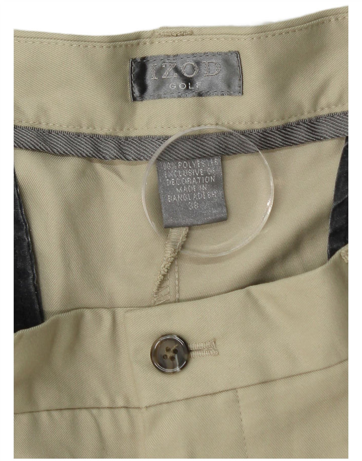 IZOD Mens Pegged Chino Shorts W38 XL Beige Polyester