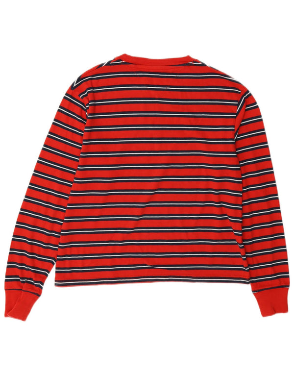 Tommy Hilfiger Womens Graphic Top Long Sleeve UK 6 XS Red Striped