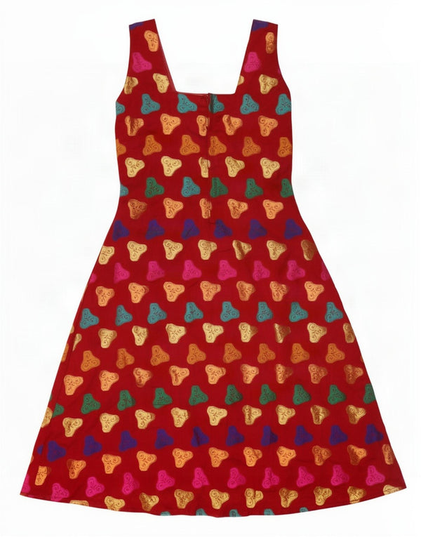 Vintage Womens Sleeveless A-Line Dress UK 10 Small Burgundy Floral