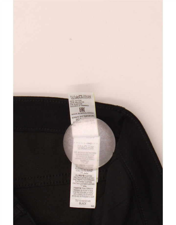 Marks & Spencer Womens Cropped Trousers UK 12 Medium W30 L21 Black Cotton