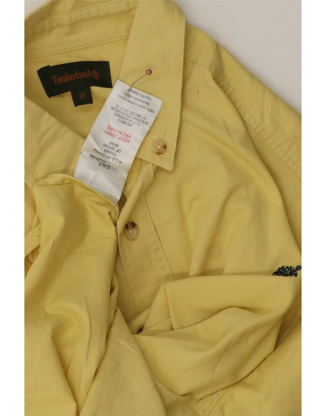 Timberland Boys Shirt 9-10 Years Yellow Cotton